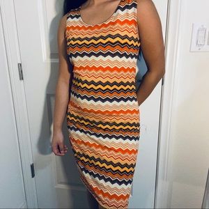 Star Vixen Orange Striped Bodycon Dress